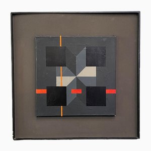 Paul Ibou, Composition abstraite géométrique, 1975, Acrylique sur Toile