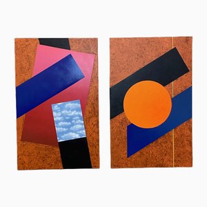 Paul Ibou, Quadri Structure Diptych, 2010, Acrylic on Canvas, Set of 2