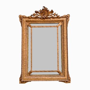 Louis XVI Style Beaded Mirror in Golden Wood from AB Bordeaux, Late 19th Century
