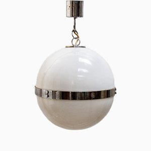 Space Age Acrylic Glass and Chromed Metal Pendant Light, Italy, 1960s