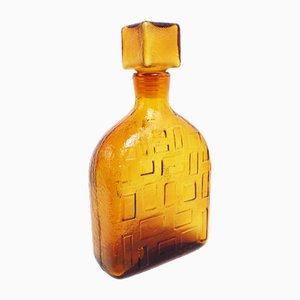 Vintage Amber Empoli Glass Bottle, 1960s