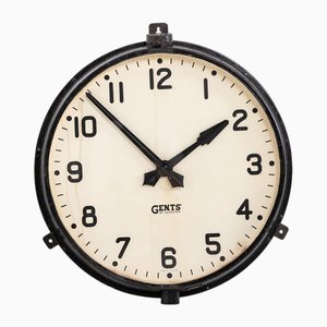 Horloge de Chemin de Fer Industrielle Noire de Gents of Leicester, 1930s