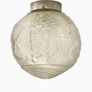 Große französische Art Deco Deckenlampe von Muller Frères, 1920er