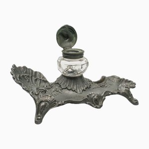 Art Nouveau French Ink Well in Pewter, 1890s