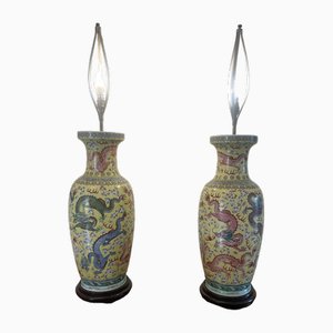 Große Chinesische Vasenlampen aus Porzellan, 19. Jh., 1880er, 2er Set