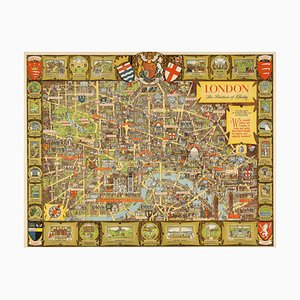 Post-War Pictorial Wall Map of London, 1955
