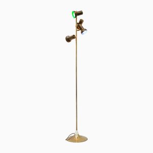 Lampada da terra a 4 luci in ottone, anni '60