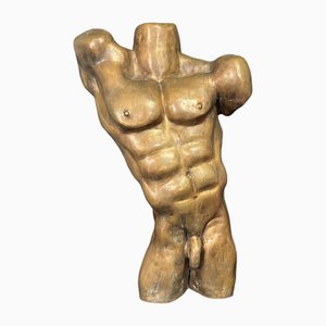 Skulptur eines nackten Männertorsos, 1970er, Bronze
