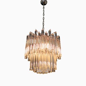 Vintage Murano Chandelier with 107 Trasparent Prism Triedri, 1990