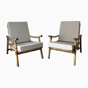 Bamboo Armchairs by John Wisner for Ficks Reed, 1950s, Set of 2