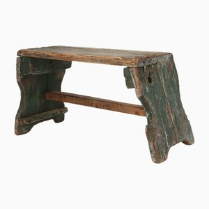 Industrial Green Wooden Stool, France, 1900s