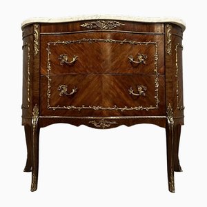Louis XV Style Jumping Chest of Drawers in Mahogany and Gilded Bronze, 1920