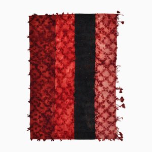 Handgemachter Kelim Teppich aus Wolle in Rot & Schwarz