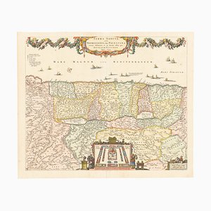 17th Century Map of the Holy Land Terra Sancta