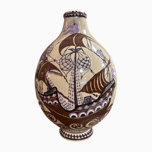 Art Deco Vase von Henri Delcourt in Boulogne / Meer, 1920er