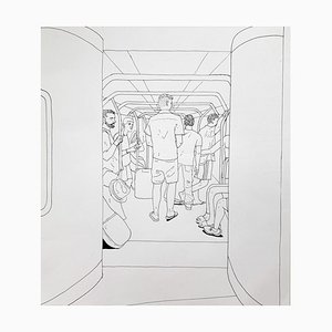 Anna Wardega, Subway, Ink Drawing, 2022