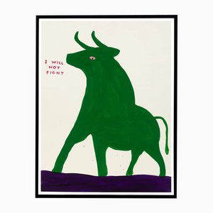 David Shrigley, I Will Not Fight, 2019, Lithograph Poster, Framed