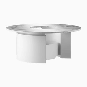 Stone Calacatta Center Table in White Marble by Marnois