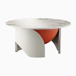 Bukit Calacatta Center Table in White and Orange Marble by Marnois
