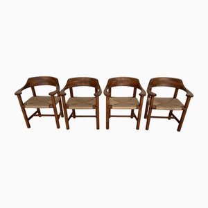 Chaises de Salle à Manger en Pin et Corde en Papier par Rainer Daumiller, 1970s, Set de 4