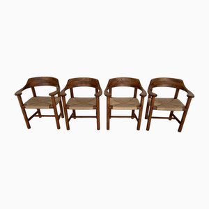 Dining Chairs in Pine and Paper Cord by Rainer Daumiller, 1970s, Set of 4