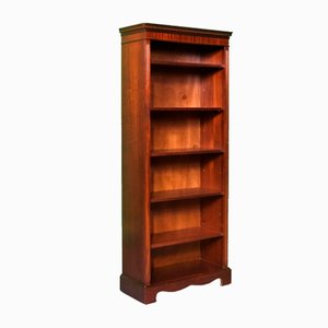 Vintage Brown Mahogany Open Bookcase with Five Shelves