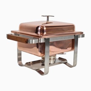 Chafing Dish Vintage en Acier Inoxydable Cuivre, Suisse, 1980s