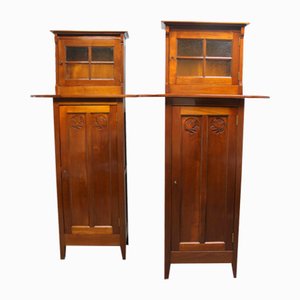 Art Nouveau Corner Cabinets, 1890s, Set of 2