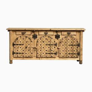 Credenza gotica in quercia sbiancata, Francia, 1925