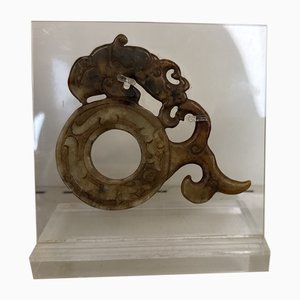Chinese Jade Sculpture on Acrylic, 1890s