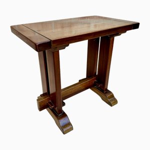 Mesa auxiliar cubista Art Déco vintage de nogal, años 20