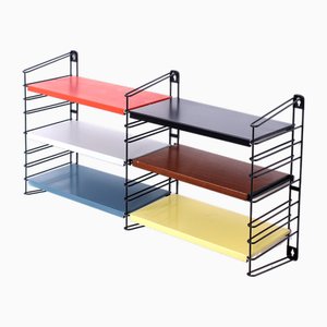 Small Colored Metal Wall Racks by A.D. Dekker for Tomado, 1950s, Set of 9