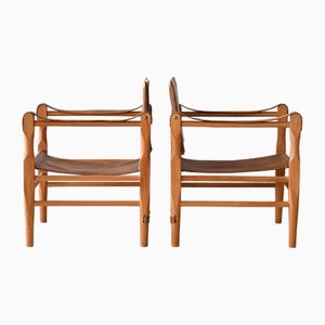 Scandinavian Leather Armchairs, 1960s, Set of 2