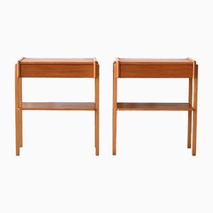 Swedish Bedside Tables with Drawer, 1960s, Set of 2
