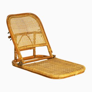 Folding Rattan Beach Chair, 1960s