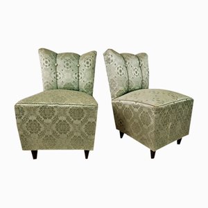 Small Bedroom Armchairs in Fabric with Wooden Feet, 1930s, Set of 2