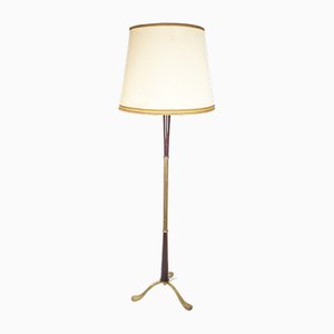 Italian Purple Wood & Brass Floor Lamp, 1940s