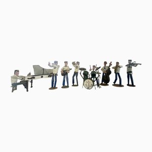 Vintage Jazz Band Figurines in Hand-Wrought Iron, 1950s, Set of 10