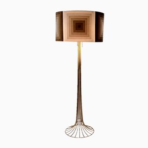 Space Age Height Adjustable 4-Light Floor Lamp with Op Art Graphic Design and Wire Base from Kinkeldey, Germany, 1970s