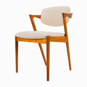 Dining Chairs Model 42 in Teak and Wolle attributed to Kai Kristiansen for Schou Andersen, 1960s, Set of 6