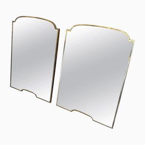 Mid-Century Modern Italian Brass Wall Mirrors in the style of Gio Ponti, 1950s, Set of 2