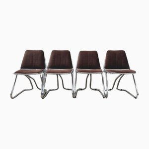 Italienische Stühle aus verchromtem Metall, 1970er, 2er Set