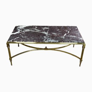 Bronze Coffee Table with Marble Top, 1970s
