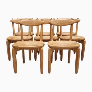 Thierry Chairs in Light Oak by Guillerme Et Chambron for Votre Maison, 1960s, Set of 8
