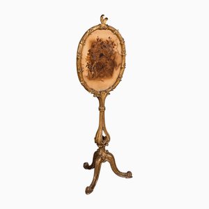 English Pole Screen in Giltwood & Glass, 1820s