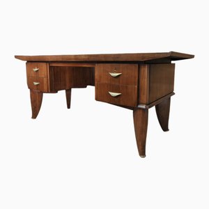 Grand Bureau Art Déco en Noyer Verni Sanyas et Popot, 1930s