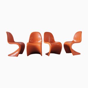 Orange Panton Chairs by Verner Panton for Herman Miller, 1970s, Set of 4