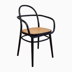 Silla de madera curvada en negro de Radomir Hofman, años 70