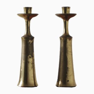 Large Danish Brass Candlesticks by Jens Harald Quistgaard for IHQ, 1960s, Set of 2