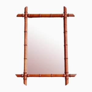 Large French Faux Bamboo Wall Mirror, 1890s